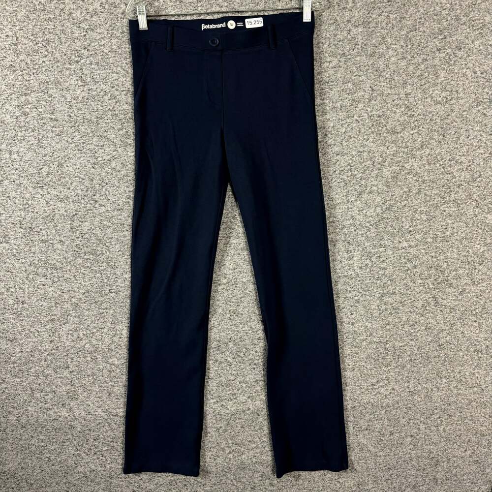Betabrand Women's Size Medium Blue Nylon Straight Leg Dress Pants